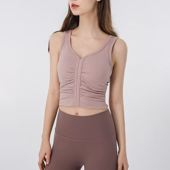 Custom Cheap Front Zip Fitness Gym Tops Comfortable Sports Workout Yoga Bra for Women