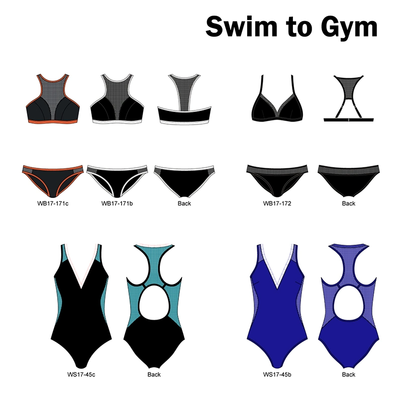 Custom Design Sport Women Black Breathable Swimsuit Swimwear Beachwear Bathing Suit Bikini Set