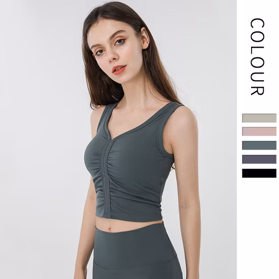 앞면 지퍼가 달린 맞춤형 저렴한 체육관 탑, 여성용 편안한 스포츠 운동 요가 브라